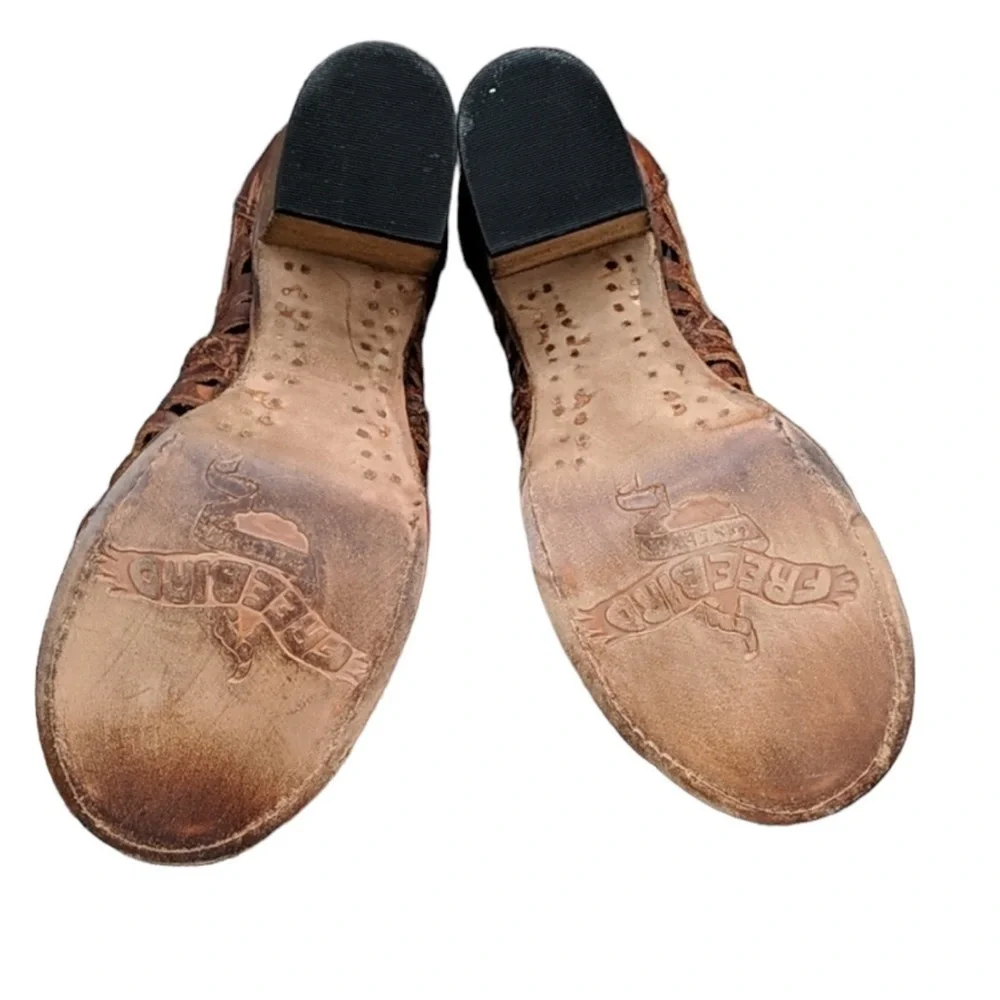 FREEBIRD by Stephen Leather Huarache Bela Open Toe Booties in Brown Size 7